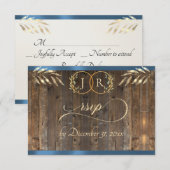 Monogram & Lint - Blauw RSVP Kaartje (Voorkant / Achterkant)
