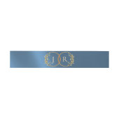 Monogram & Lint - Blauw Uitnodigingen Wikkel (Vlak)