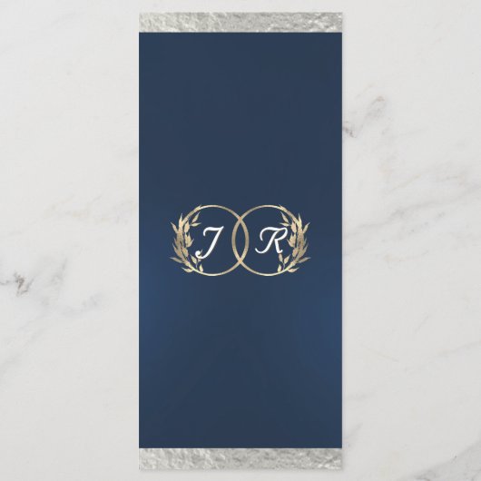 Monogram & lint - Blauwe bruiloft Menu (Achterkant)