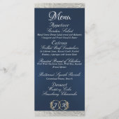 Monogram & lint - Blauwe bruiloft Menu (Voorkant)