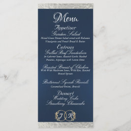Monogram & lint - Blauwe bruiloft Menu