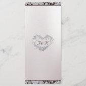 Monogram, lint en glitter - Bourgondische bruiloft Menu (Achterkant)