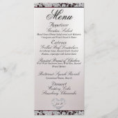 Monogram, lint en glitter - Bourgondische bruiloft Menu (Voorkant)