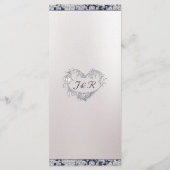 Monogram, lint & glitter - Blauwe bruiloft Menu (Achterkant)