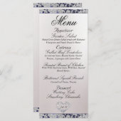Monogram, lint & glitter - Blauwe bruiloft Menu (Voorkant / Achterkant)