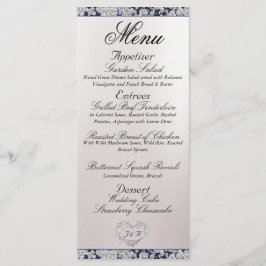 Monogram, lint & glitter - Blauwe bruiloft Menu