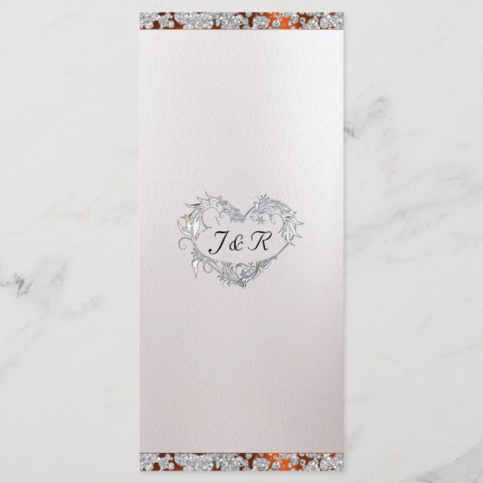 Monogram, Lint & Glitter - Koperen bruiloft Menu (Achterkant)