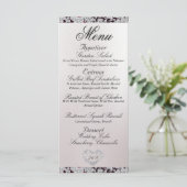 Monogram, lint & glitter - Paarse bruiloft Menu (Staand voorkant)