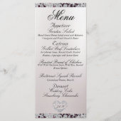Monogram, lint & glitter - Paarse bruiloft Menu (Voorkant)