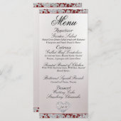 Monogram, Lint & Glitter - Rode bruiloft Menu (Voorkant / Achterkant)