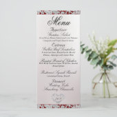 Monogram, Lint & Glitter - Rode bruiloft Menu (Staand voorkant)