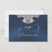 Monogram, Lint & Kant - Donkerblauw RSVP Kaartje (Voorkant)