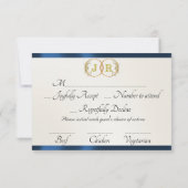 Monogram, Lint & Kant - Donkerblauw RSVP Kaartje (Achterkant)