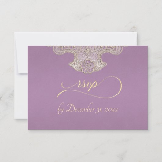 Monogram, Lint & Kant - Lavendel RSVP Kaartje (Voorkant)