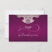 Monogram, Lint & Kant - Plum RSVP Kaartje (Voorkant)