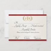 Monogram, Lint & Kant - Rood RSVP Kaartje (Achterkant)