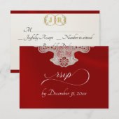 Monogram, Lint & Kant - Rood RSVP Kaartje (Voorkant / Achterkant)