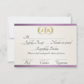 Monogram, Lint & Kanten - Lavendel RSVP Kaartje (Achterkant)
