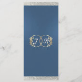 Monogram & lint - Lichtblauwe bruiloft Menu (Achterkant)