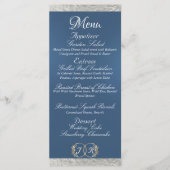 Monogram & lint - Lichtblauwe bruiloft Menu (Voorkant)