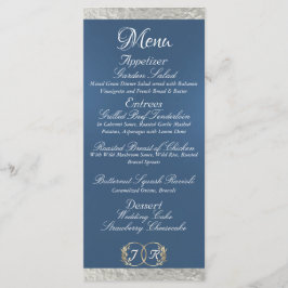 Monogram & lint - Lichtblauwe bruiloft Menu