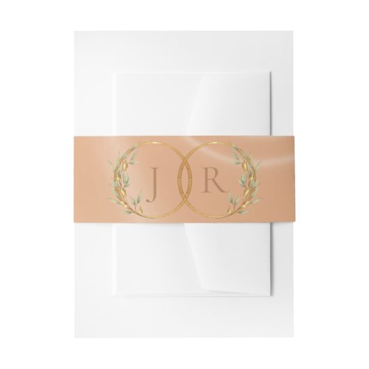 Monogram & Lint - Perzik Uitnodigingen Wikkel (Voorkant Voorbeeld)