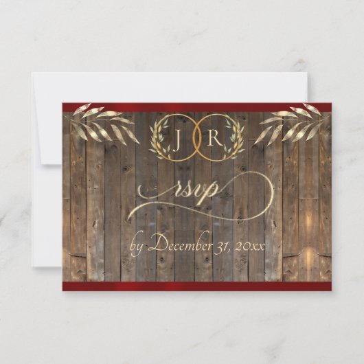 Monogram & Lint - Rood RSVP Kaartje (Voorkant)