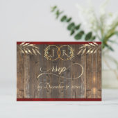 Monogram & Lint - Rood RSVP Kaartje (Staand voorkant)