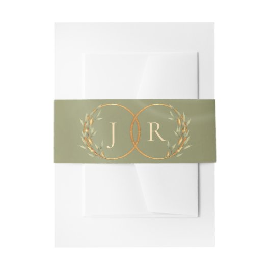 Monogram & Lint - Salie Uitnodigingen Wikkel (Voorkant Voorbeeld)