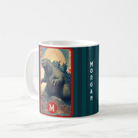 Monogram Lizard Monster Retro Bold Cool Koffiemok (Voorkant links)