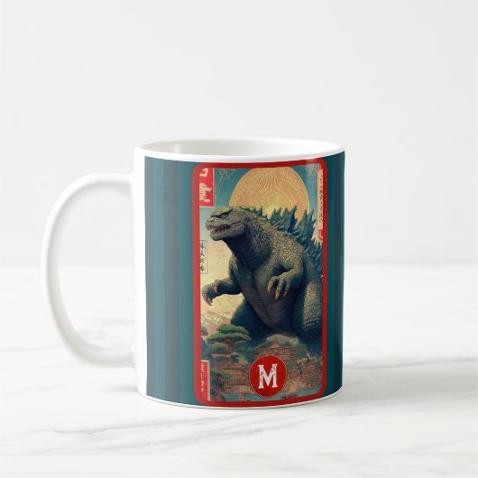 Monogram Lizard Monster Retro Bold Cool Koffiemok (Links)