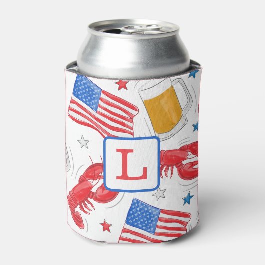 Monogram Lobster Beer Flag Star Blikjeskoeler (Blikje Voorkant)