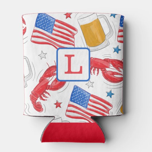 Monogram Lobster Beer Flag Star Blikjeskoeler (Achterkant)