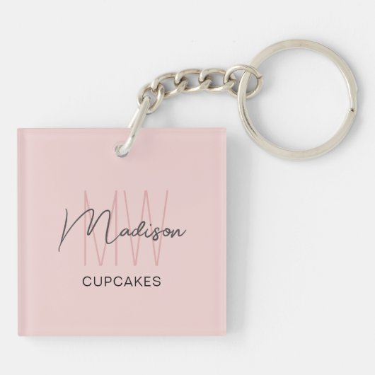 Monogram Logo Bakkerij Business Sleutelhanger (Achterkant)