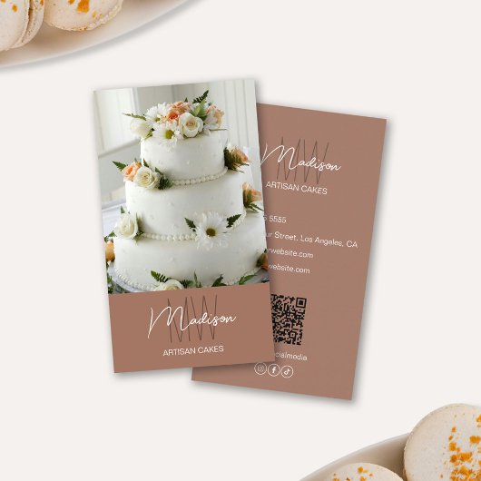 Monogram Logo Bakkerij Cake Bruin Visitekaartje