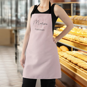 Monogram Logo Bakkerij Roze Schort