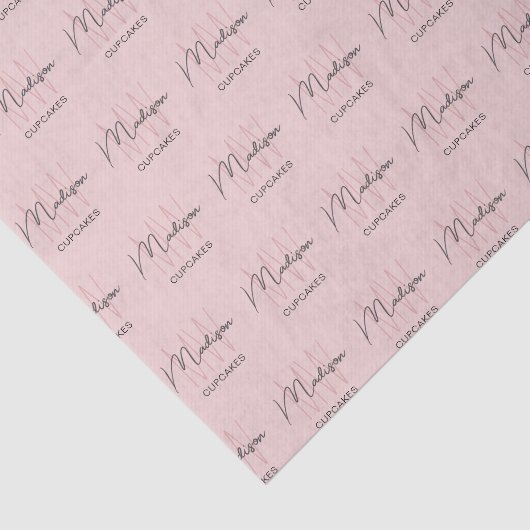 Monogram Logo Bakkerij Roze Tissuepapier (Detail)