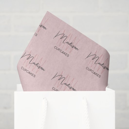 Monogram Logo Bakkerij Roze Weefselpapier Tissuepapier (Cadeauzakje)