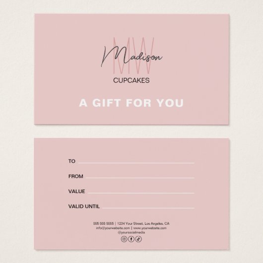 Monogram Logo Bakkerij Zakelijk Cadeaubon Visitekaartje (Voorkant /achterkant)