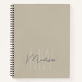 Monogram Logo Beige Modern Minimalist Notitieboek (Voorkant)