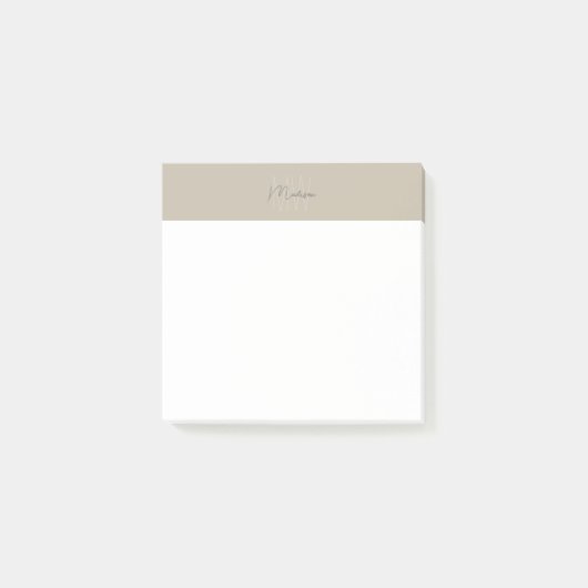 Monogram Logo Beige Modern Minimalist Post-it® Notes (Voorkant)