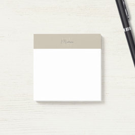 Monogram Logo Beige Modern Minimalist Post-it® Notes