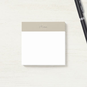 Monogram Logo Beige Modern Minimalist Post-it® Notes