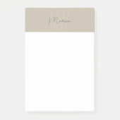 Monogram Logo Beige Modern Minimalist Post-it® Notes (Voorkant)