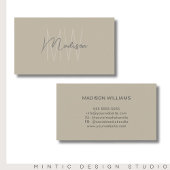 Monogram Logo Beige Modern Minimalist Visitekaartje