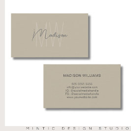 Monogram Logo Beige Modern Minimalist Visitekaartje