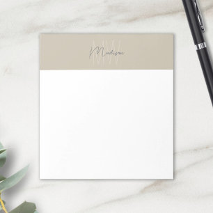 Monogram Logo Beige Modern Minimalistisch Notitieblok