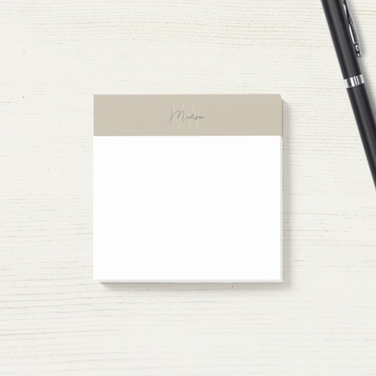 Monogram Logo Beige Modern Minimalistisch Post-it® Notes