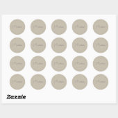 Monogram Logo Beige Modern Minimalistisch Ronde Sticker (Vel)