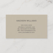 Monogram Logo Beige Modern Minimalistisch Visitekaartje (Achterkant)